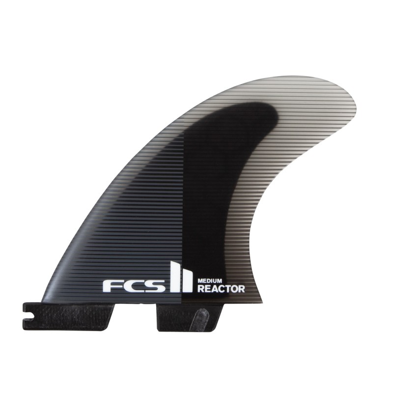 derives surf FCS II Reactor PC Medium Charcoal/Black Tri Retail Fins