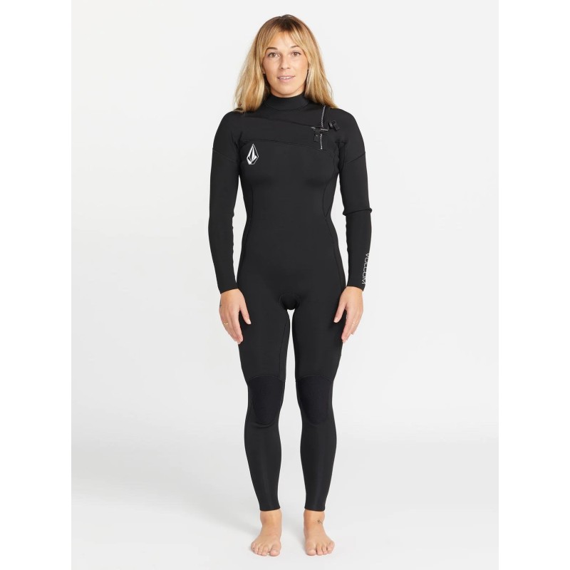 neoprene volcom femme  4/3mm zip avant - combi surf integrale
