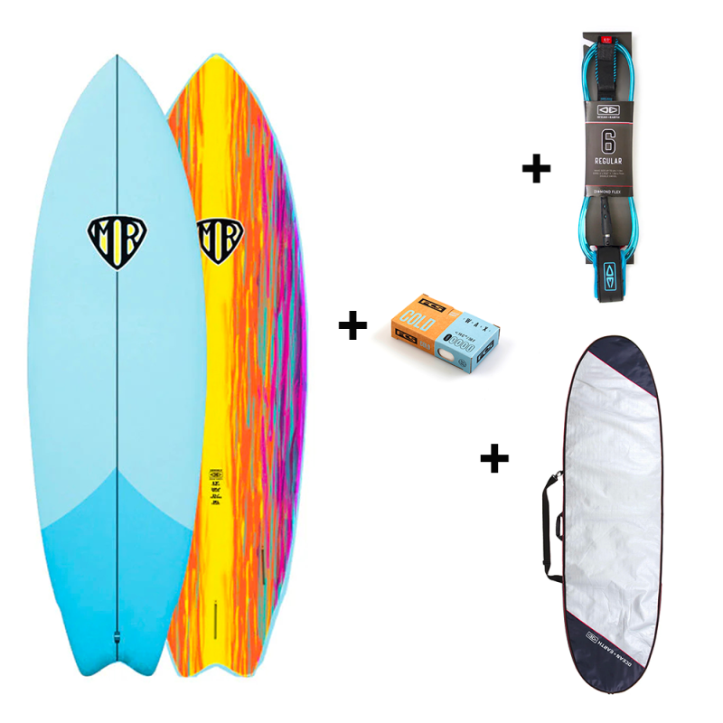 Pack surf mousse 6'8 Ocean Earth MR EPOXY SOFT SUPER TWIN BLUE