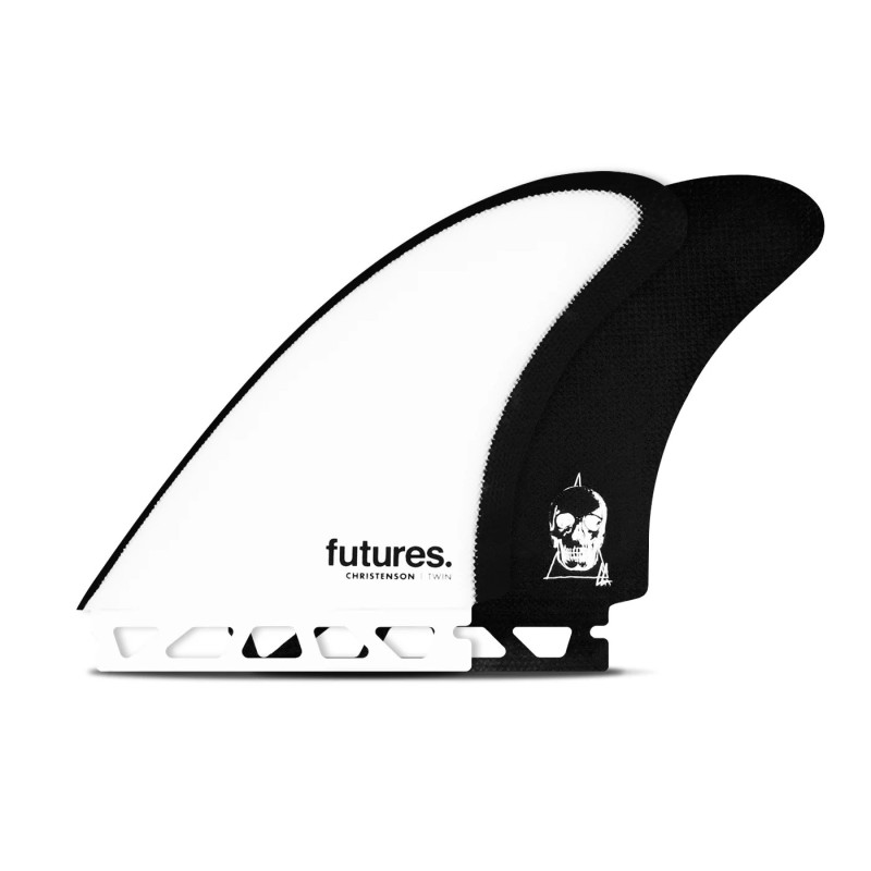 Dérives Surf Futures Christenson Twin Fin White/Black Fiberglass – Style, Vitesse & Contrôle