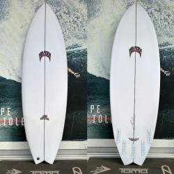 Planche de surf Lost Mayhem Pisces 5'8 configuration 5 plugs Futures - Vue de pont