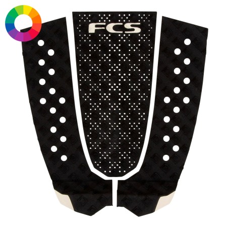 Pad de traction 3 pièces FCS T-3 Eco noir, grip de surf écologique pour shortboard.