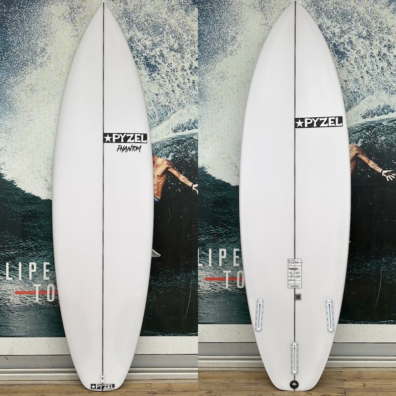 Planche de surf Pyzel Phantom 6'1 blanche, performance shortboard daily driver.