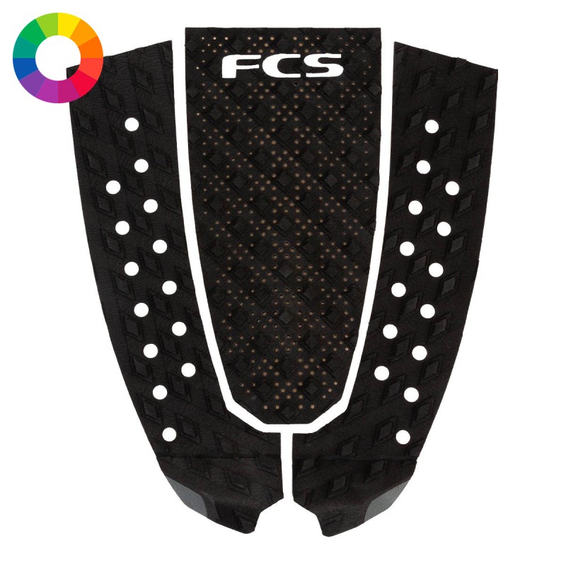 Pad de surf FCS T-3 Pin Eco en trois parties, conçu pour planches à tail étroit, texture Diamond III
