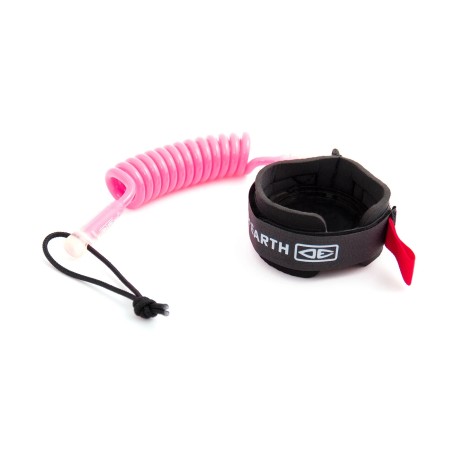 Leash de bodyboard Ocean & Earth Basic Wrist pour le poignet, cordon en spirale (coil) noir avec strap en néoprène rembourré.