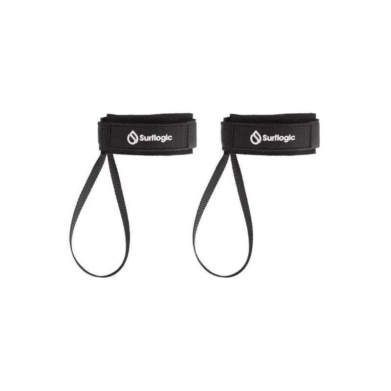 Paire de leashs de palmes de bodyboard Surflogic Fin Savers en néoprène et sangle nylon noire
