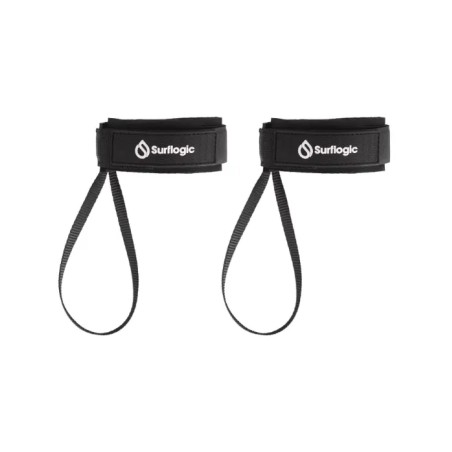 Paire de leashs de palmes de bodyboard Surflogic Fin Savers en néoprène et sangle nylon noire