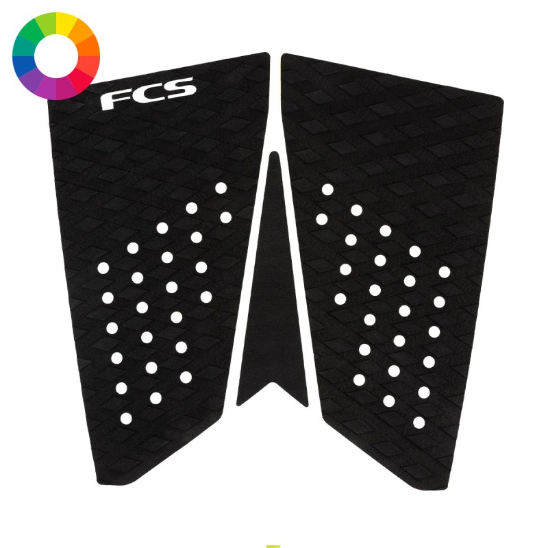 Pad de surf 2 pièces éco-conçu FCS T-3 Fish Eco de couleur unie, sans arche centrale