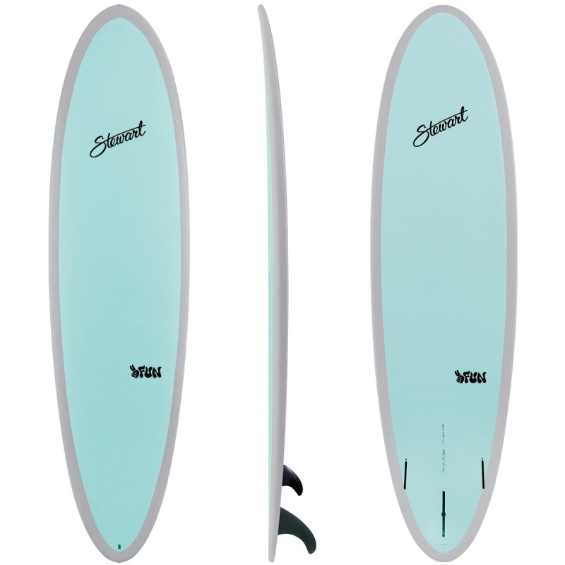 Planche de surf mid-length Stewart Hydrocush 2 Fun de 7'4" de couleur aqua turquoise
