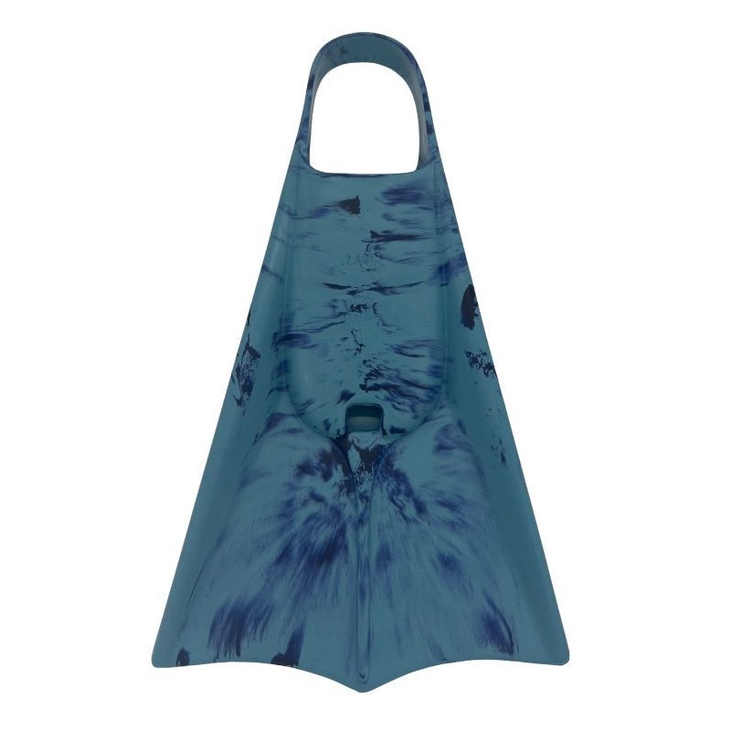 Paire de palmes de bodyboard Orca Blue Smoke bleu fumé et noir, montrant leur voilure symétrique rigide