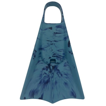 Paire de palmes de bodyboard Orca Blue Smoke bleu fumé et noir, montrant leur voilure symétrique rigide