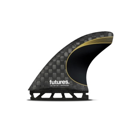 Set de 3 dérives de surf Futures Fins Vector 3/2 Blackstix+ Thruster noires et carbone