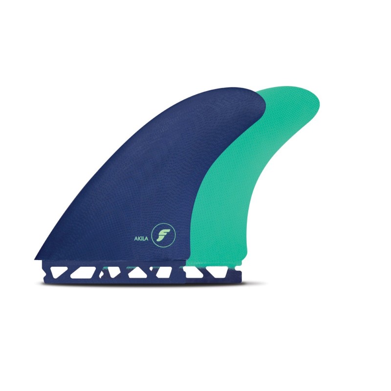 futures fins akila twin fins fiber glass dark purple mint