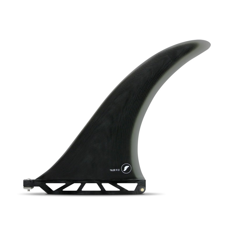 futures fins 9 tiller fiber glass solid black smoke single fin